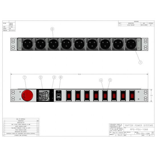 1U Shipboard PDU, 30A, 8 x MS3102E16-10S, TAA Compliant